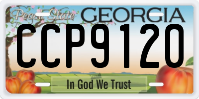 GA license plate CCP9120