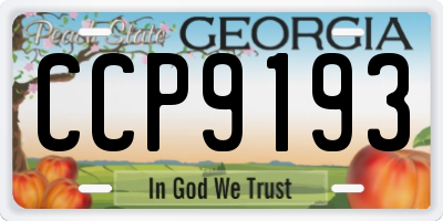 GA license plate CCP9193