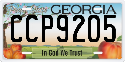 GA license plate CCP9205