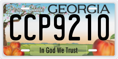 GA license plate CCP9210