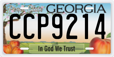 GA license plate CCP9214