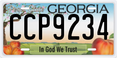 GA license plate CCP9234