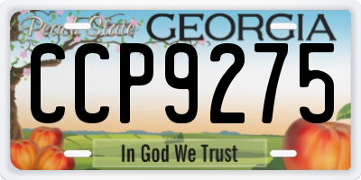 GA license plate CCP9275