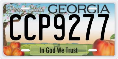 GA license plate CCP9277