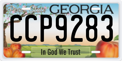 GA license plate CCP9283
