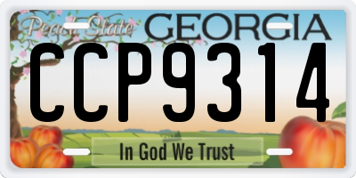 GA license plate CCP9314