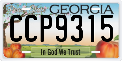 GA license plate CCP9315