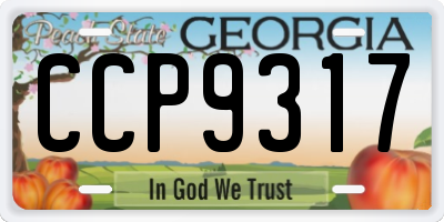 GA license plate CCP9317
