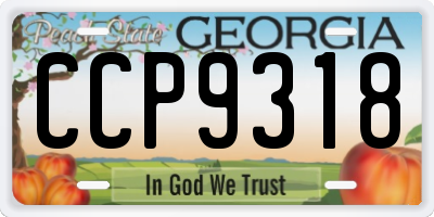 GA license plate CCP9318