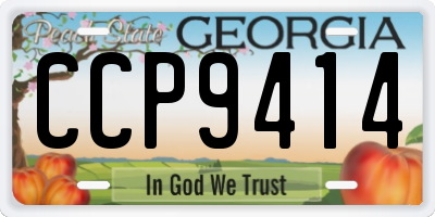 GA license plate CCP9414
