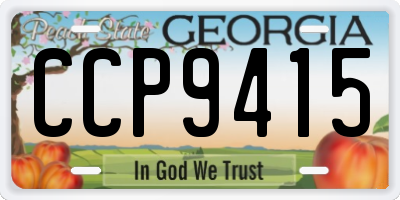 GA license plate CCP9415