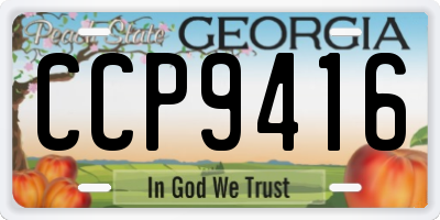 GA license plate CCP9416
