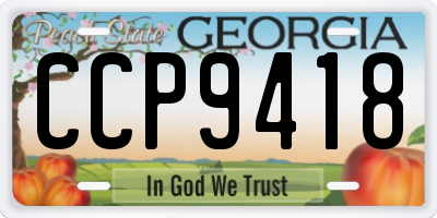 GA license plate CCP9418