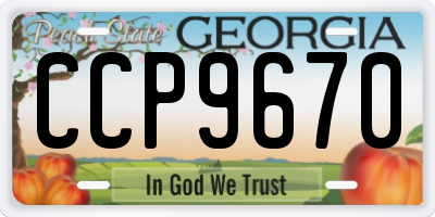 GA license plate CCP9670