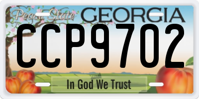 GA license plate CCP9702