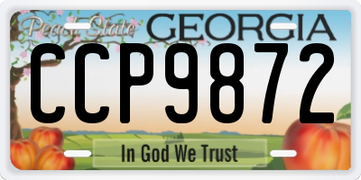 GA license plate CCP9872