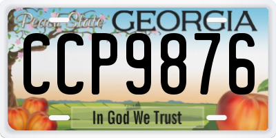 GA license plate CCP9876