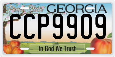 GA license plate CCP9909
