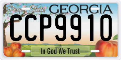 GA license plate CCP9910