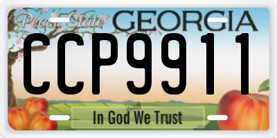 GA license plate CCP9911