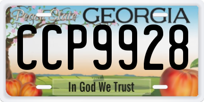 GA license plate CCP9928
