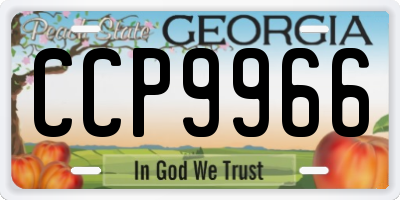 GA license plate CCP9966