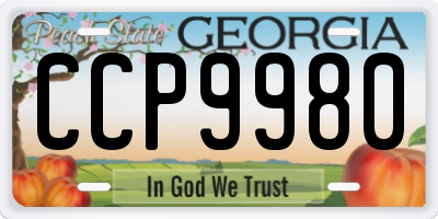 GA license plate CCP9980
