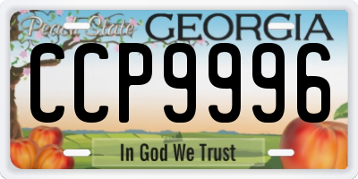 GA license plate CCP9996