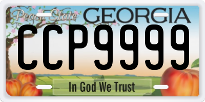 GA license plate CCP9999
