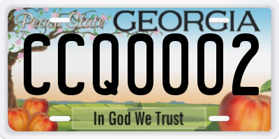GA license plate CCQ0002