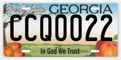 GA license plate CCQ0022