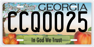 GA license plate CCQ0025