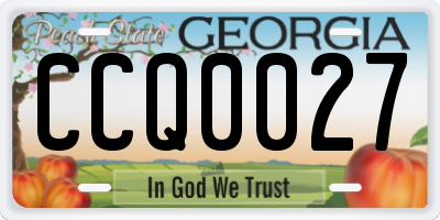 GA license plate CCQ0027