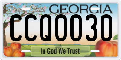 GA license plate CCQ0030