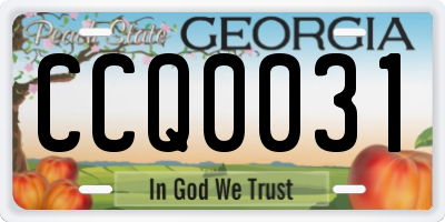 GA license plate CCQ0031