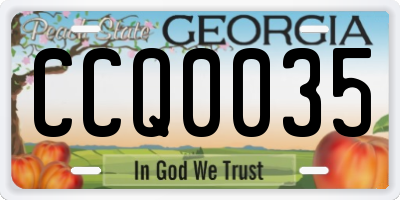 GA license plate CCQ0035