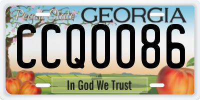 GA license plate CCQ0086