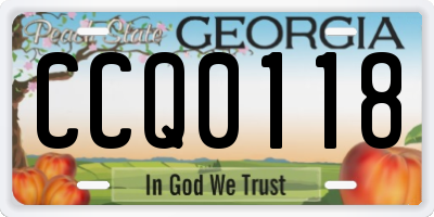 GA license plate CCQ0118