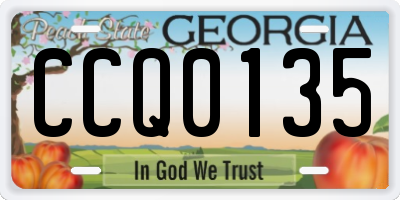 GA license plate CCQ0135