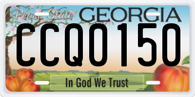 GA license plate CCQ0150