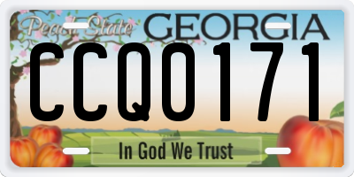GA license plate CCQ0171