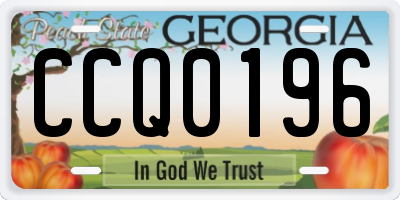 GA license plate CCQ0196