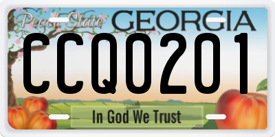 GA license plate CCQ0201