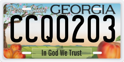 GA license plate CCQ0203