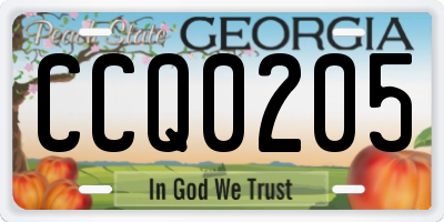 GA license plate CCQ0205