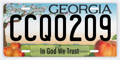 GA license plate CCQ0209