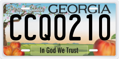 GA license plate CCQ0210