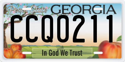 GA license plate CCQ0211