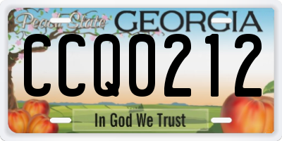 GA license plate CCQ0212