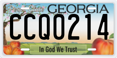 GA license plate CCQ0214